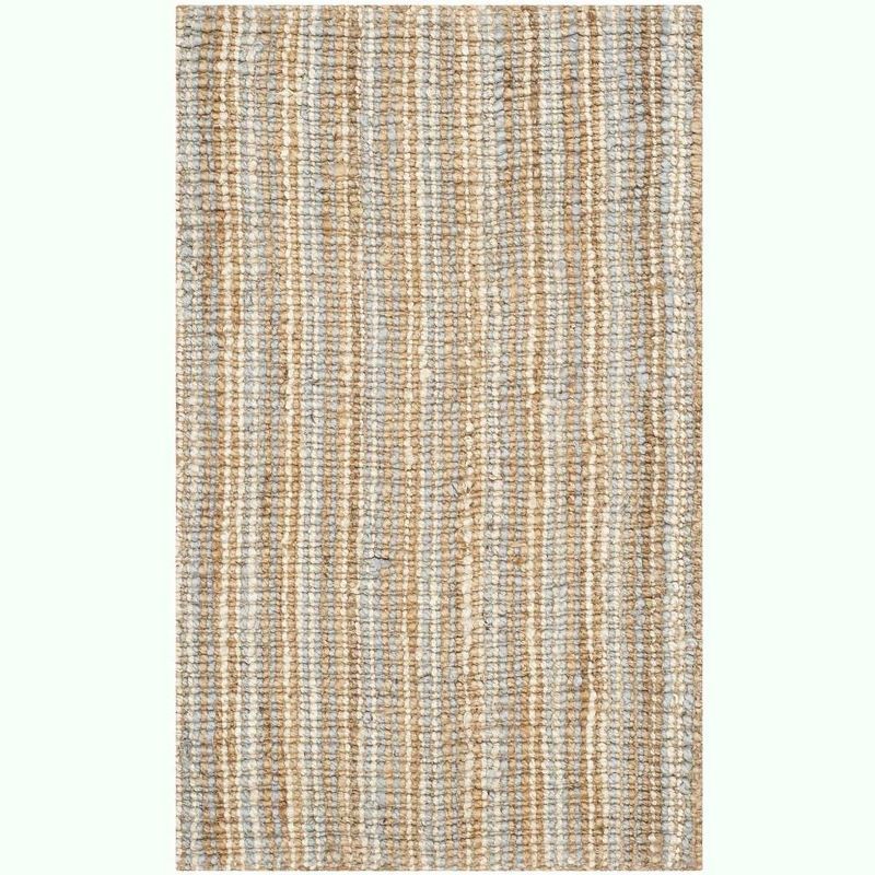 Handmade Gray and Natural Wool Cotton Area Rug 2'6" x 4'