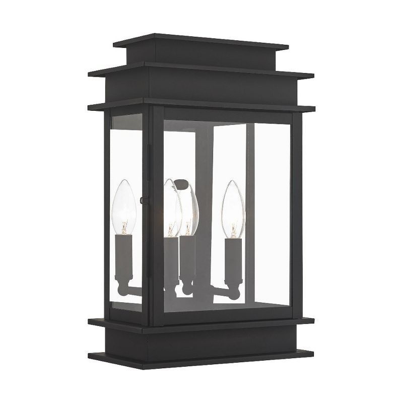 Princeton Classic Black Brass 2-Light Outdoor Wall Lantern with Clear Glass