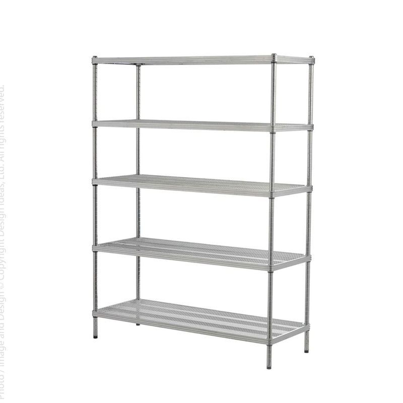 Silver MeshWorks Heavy-Duty 5-Tier Metal Storage Shelving Unit