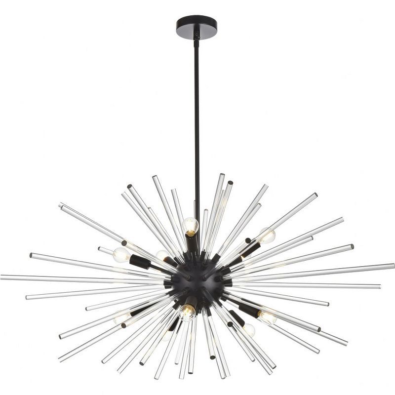 Sienna 42-Inch Black Crystal Rod Pendant Light