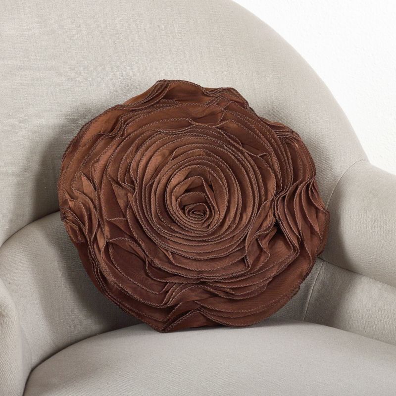 Chocolate Rose Design Polyester Throw Pillow