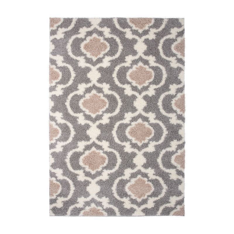 Elegant Gray Trellis 5' x 7' Shag Area Rug for Modern Comfort