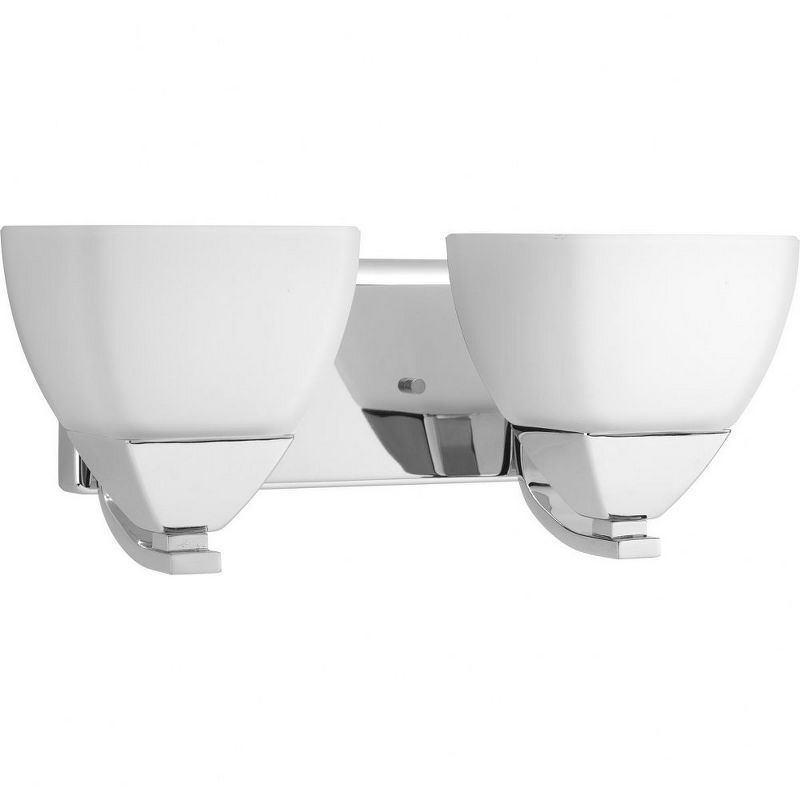 Polished Chrome 2-Light Bath Vanity with Etched White Glass Shades