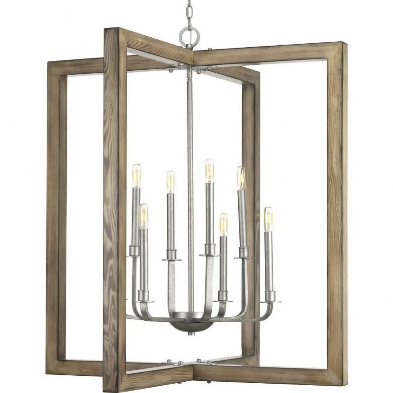 Turnbury 8-Light Galvanized Steel and Wood Chandelier