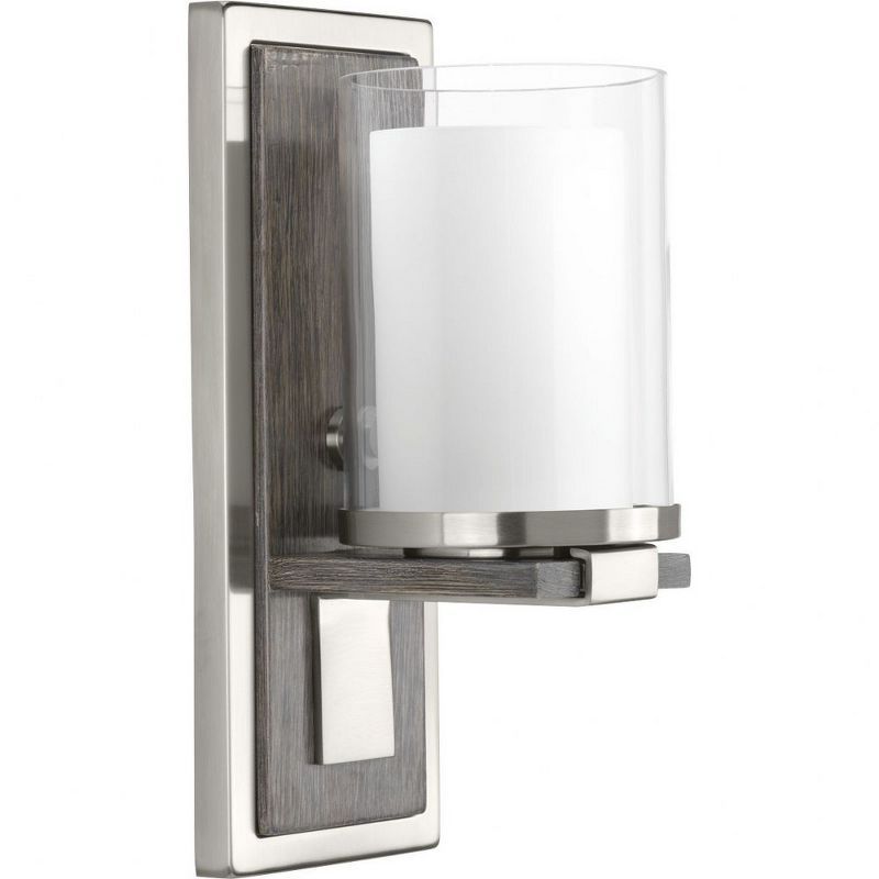 Brushed Nickel 13" Wall Sconce with Double-Glass Diffuser