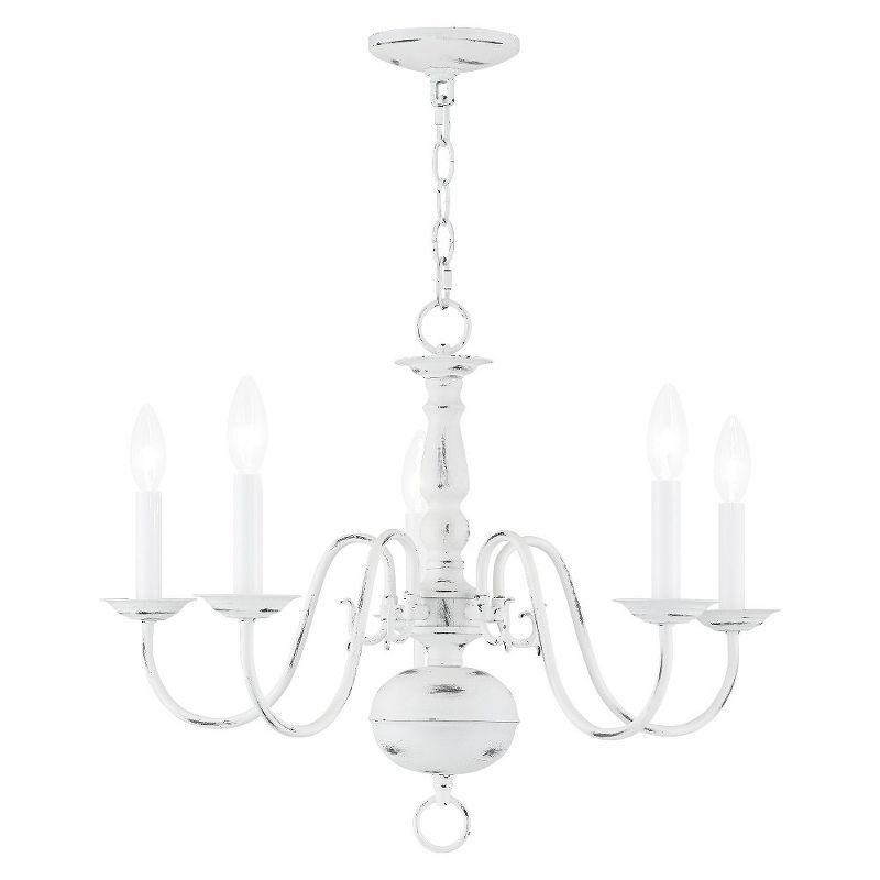 Antique White Steel 5-Light Candle Chandelier