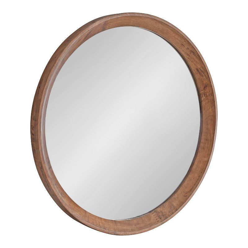 Hartman 30" Round Brown Wood Vanity Wall Mirror