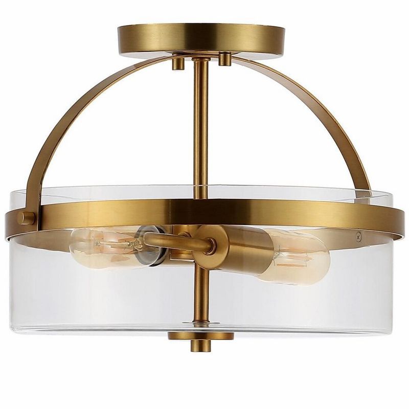 Brass Gold 15'' LED Flush Mount Light with Clear Glass Shade
