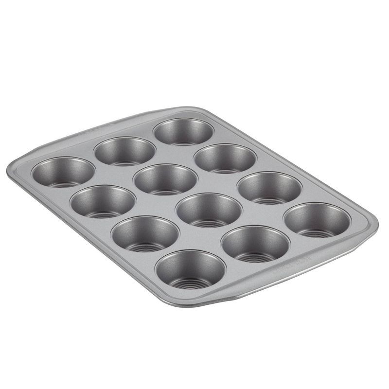 Gray Nonstick 12-Cup Steel Muffin Pan