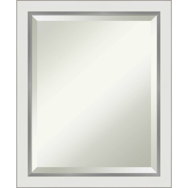 Eva 19" x 23" White and Silver Wood Framed Wall Mirror