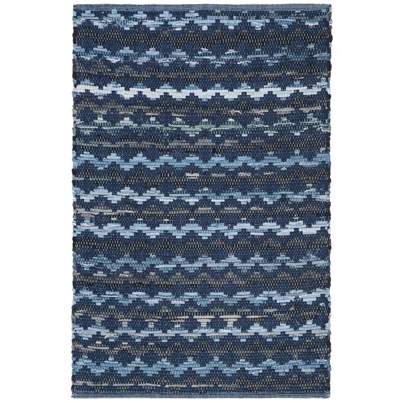 Coastal Charm Black and Turquoise Hand-Woven Wool-Cotton Blend Area Rug - 30" x 4"