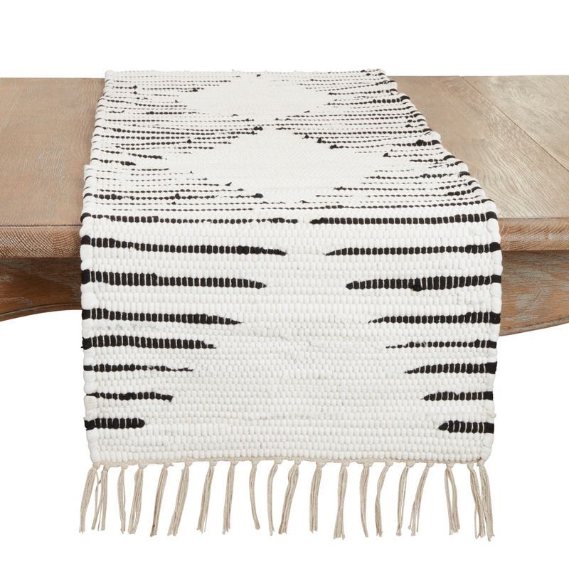 Cream Cotton Fringe Rectangle Table Runner