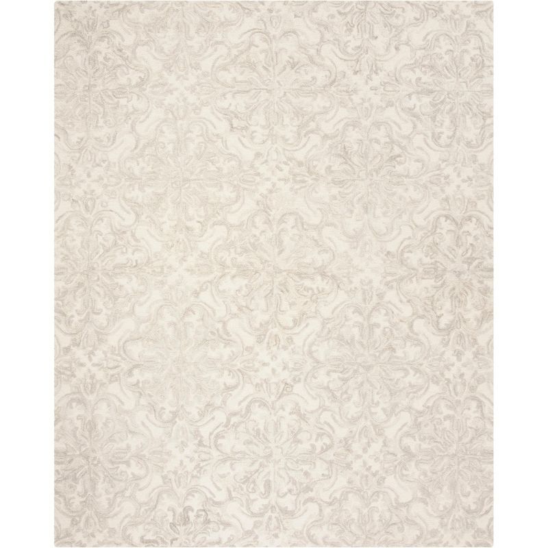 Ivory Floral Tufted Wool-Cotton Blend 8' x 10' Area Rug