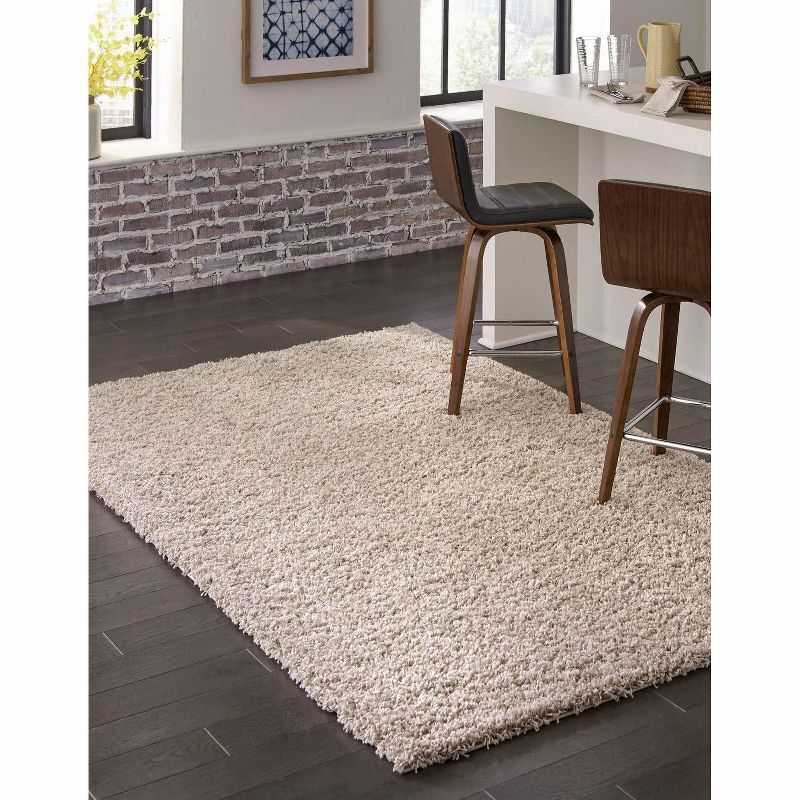 Taupe 6' x 9' Rectangular Shag Synthetic Area Rug