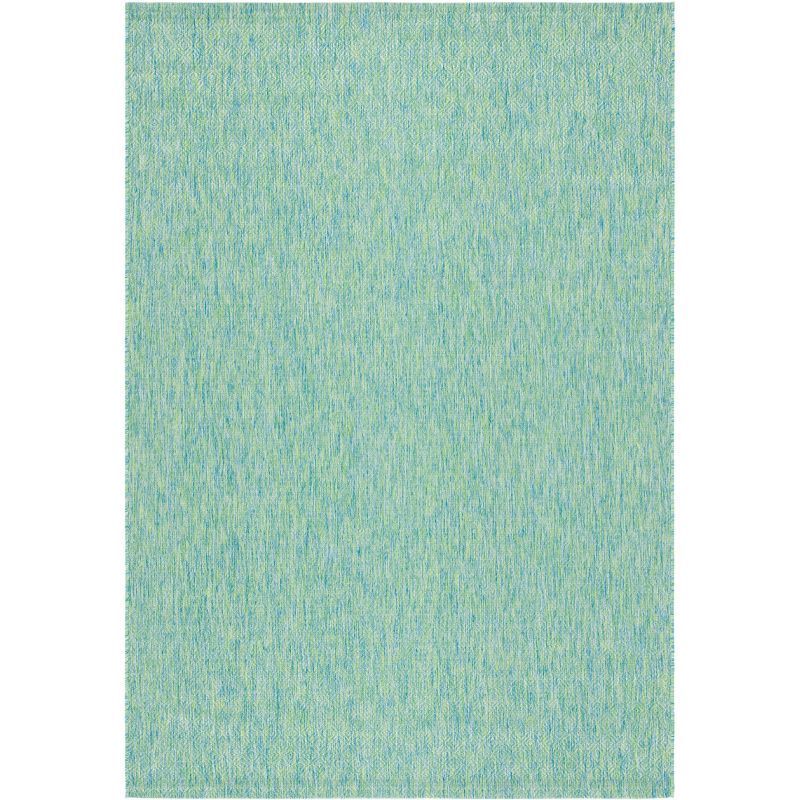 Courtyard 8'x10' Green and Blue Indoor/Outdoor Synthetic Area Rug