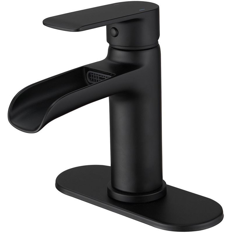 Matte Black Waterfall Single Handle Bathroom Faucet