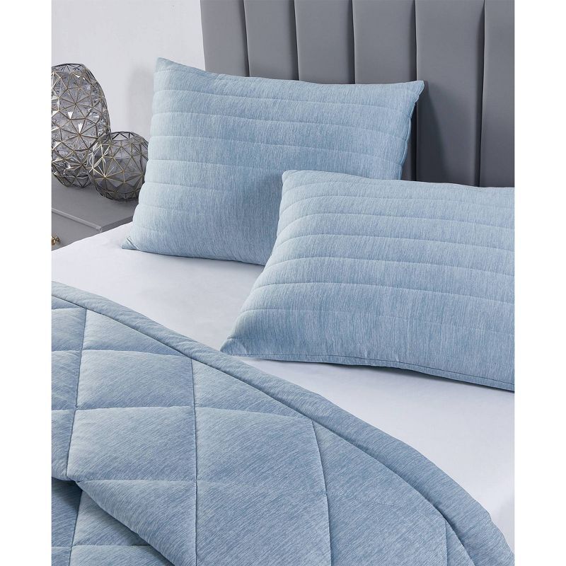 Blue Quilted Cooling Hypoallergenic Polyester Bed Pillow