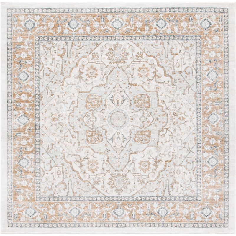 Isabella 6'7" Square Cream and Beige Synthetic Area Rug