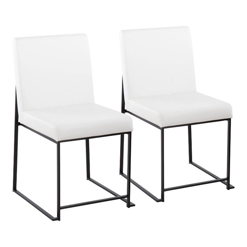 Fuji High Back Contemporary White Faux Leather Side Chair with Black Steel Frame