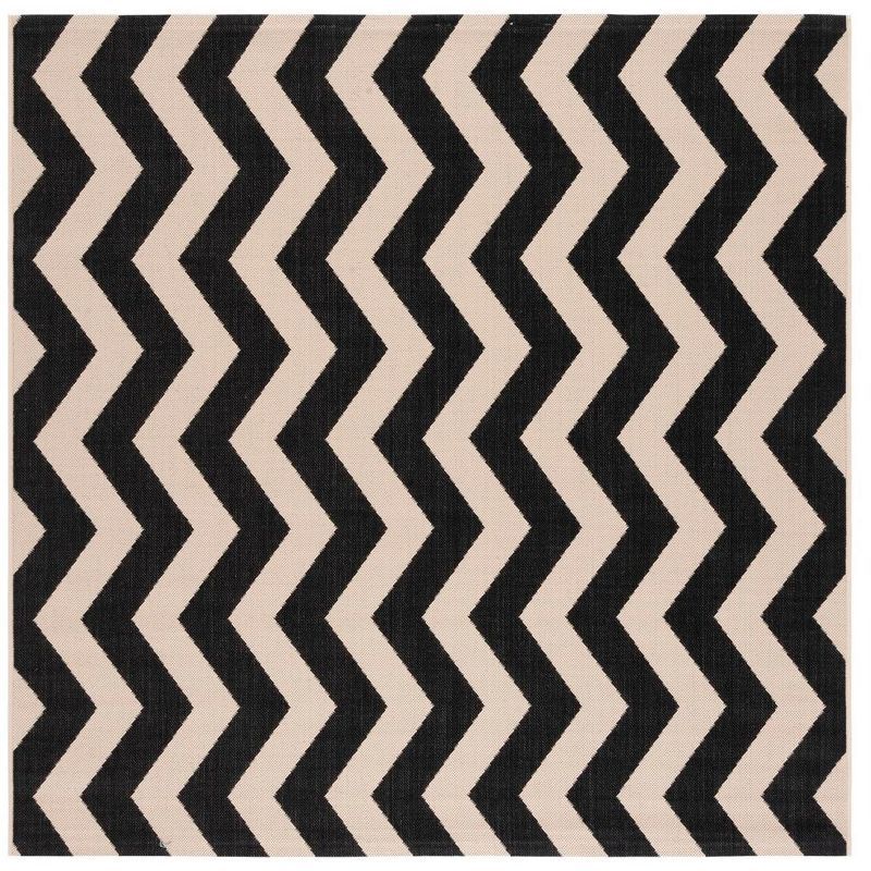 Safavieh Black and Beige Chevron Square Indoor/Outdoor Rug