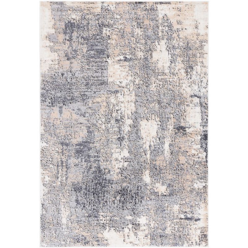 Reversible Hand-Knotted Grey and Gold Synthetic Area Rug 59"