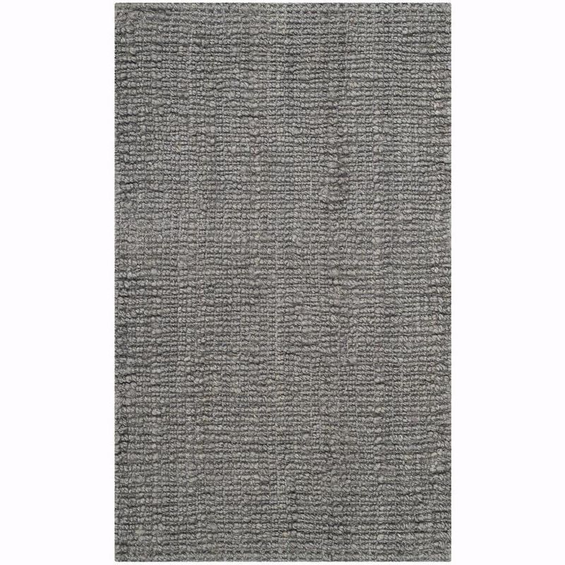 Handwoven Light Gray Rectangular Wool-Cotton Blend Area Rug