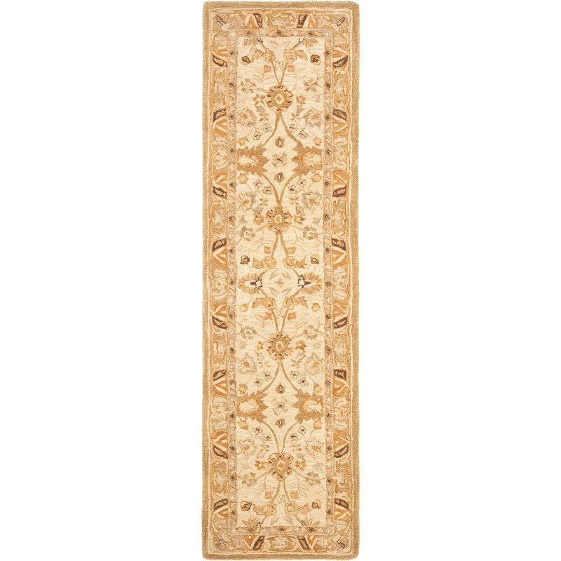 Handmade Silver and Light Brown Wool Tufted Runner Rug