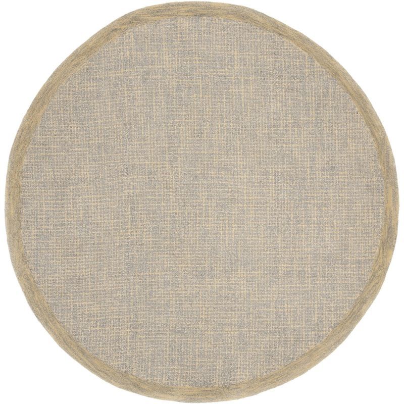 Handmade Gold and Grey 6' Round Wool Abstract Rug