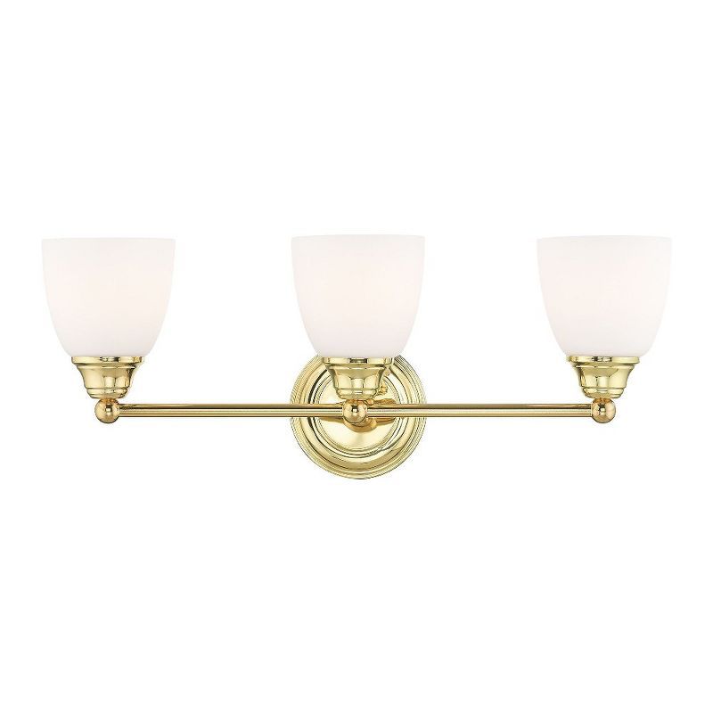 Somerville Polished Brass 3-Light Vanity with Satin Opal White Glass