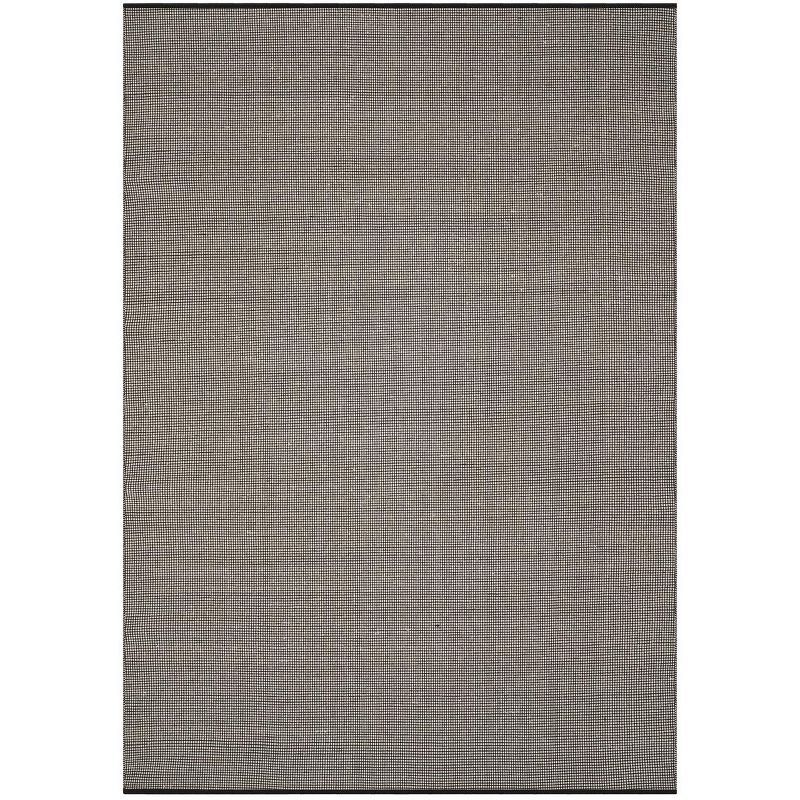 Ivory & Black Hand-Woven Cotton and Wool Area Rug - 5' x 8'