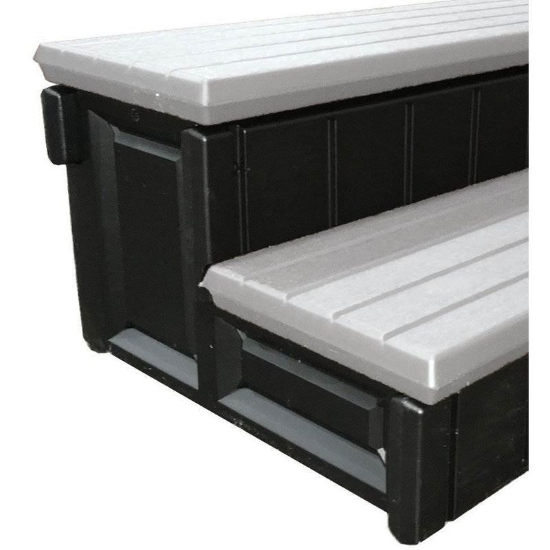 Gray and Black Resin Spa Hot Tub Steps, 36 Inch Long