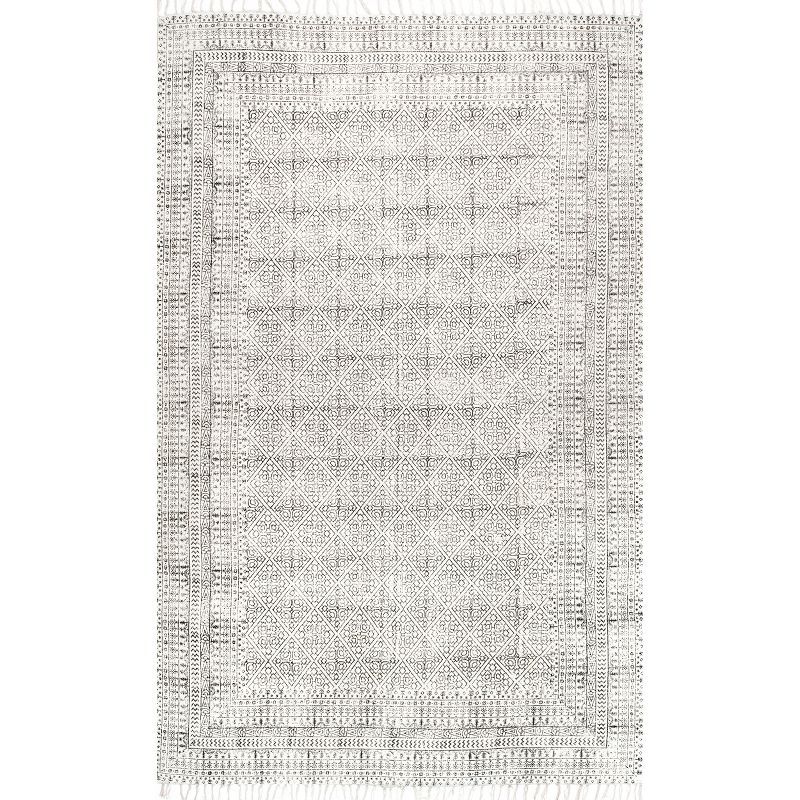 Handmade Moroccan Trellis Ivory Wool 5' x 8' Area Rug