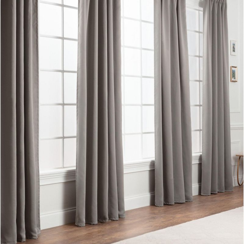 Dusty Gray Polyester Blackout Window Curtain Panels, 52x63 Inches