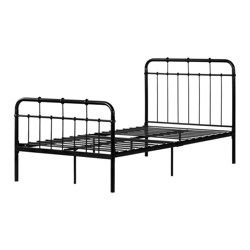 Twin Black Metal Platform Bed with Headboard and Footboard