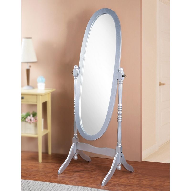 Silver Oval Full Length Wood Freestanding Floor Mirror