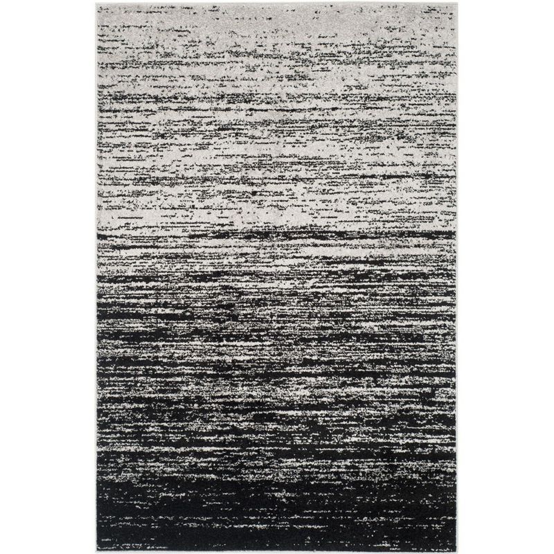 4' x 6' Silver/Black Synthetic Stripe Easy Care Area Rug