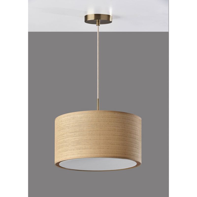 Harvest 22" Antique Brass Large Pendant with Natural Woven Shade