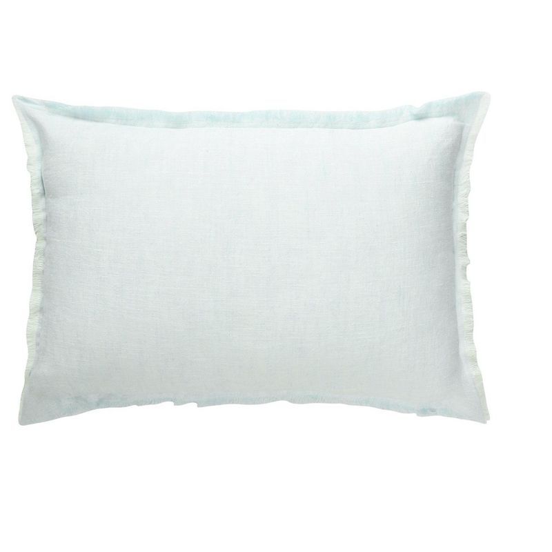 Light Aqua Fringe Soft Linen Lumbar Pillow