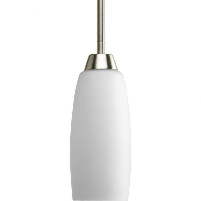 Brushed Nickel Mini Pendant with Etched Glass Shade