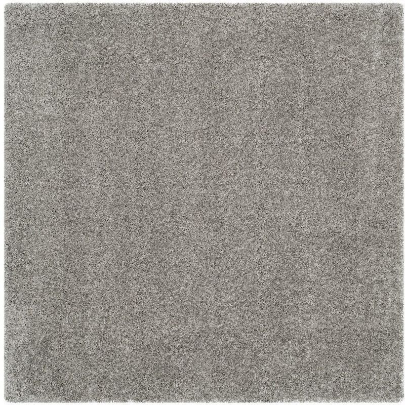 Elysian Silver Square Synthetic Shag Rug - 47" Easy Care