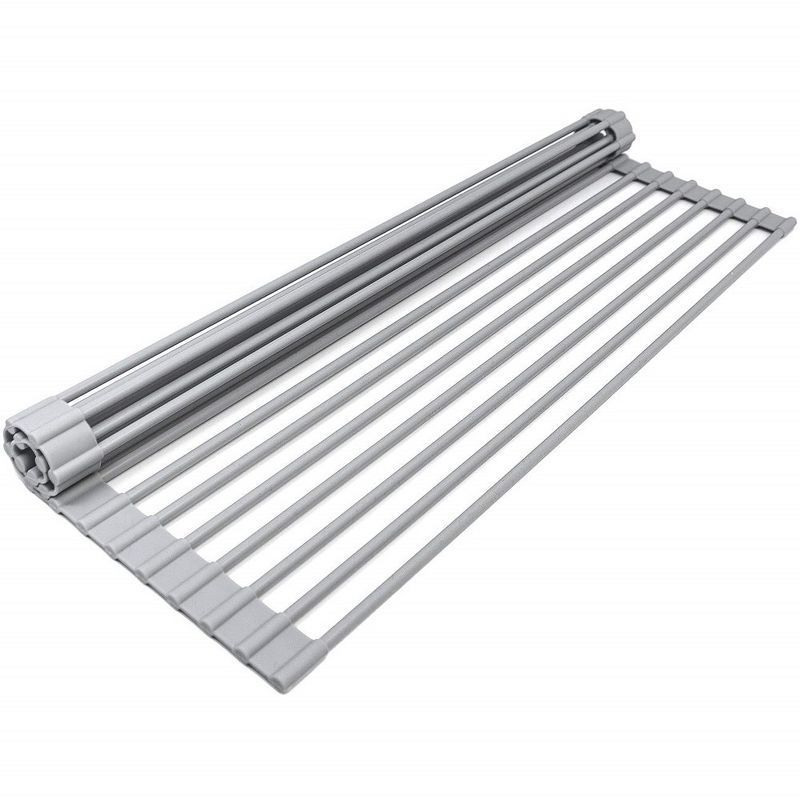 Gray Metal Foldable Over-Sink Dish Drying Rack