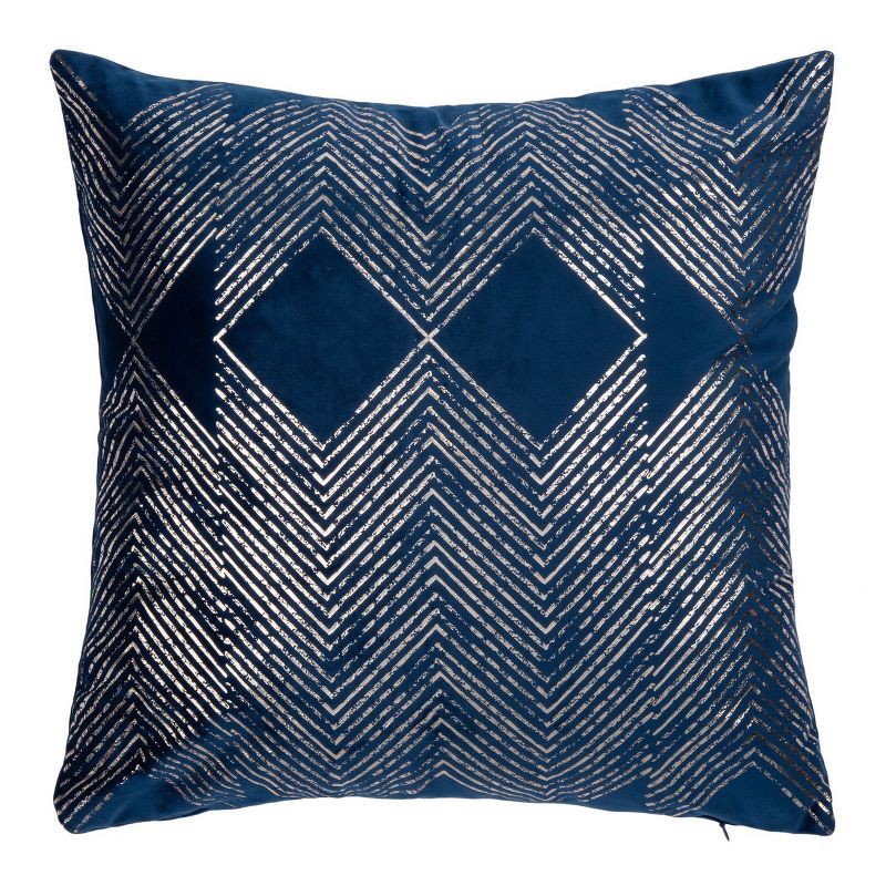 Sarla 19" Navy and Grey Square Accent Pillow