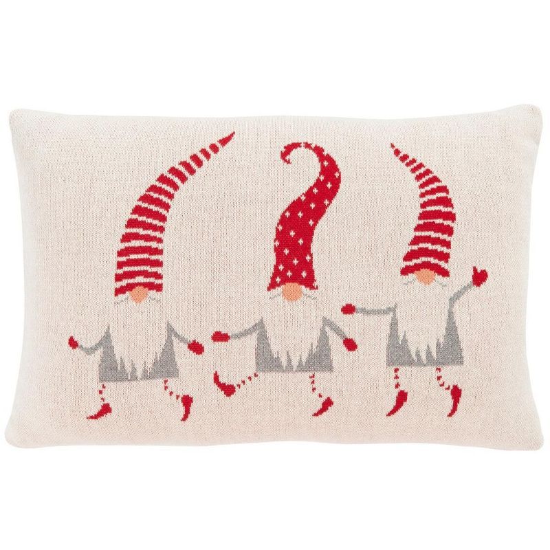 Red and White Cotton Christmas Accent Pillow