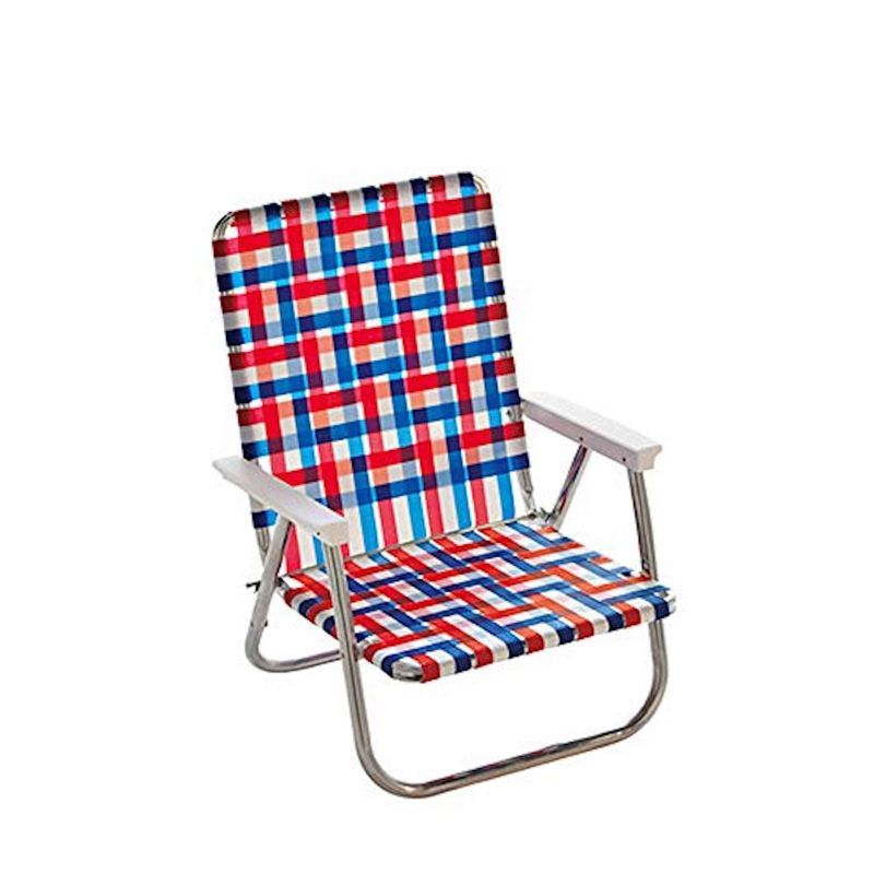 Old Glory Aluminum High Back Beach Chair with White Arms