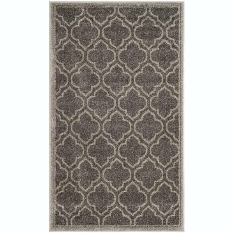 Grey and Light Grey 4' x 6' Moroccan Geometric Area Rug