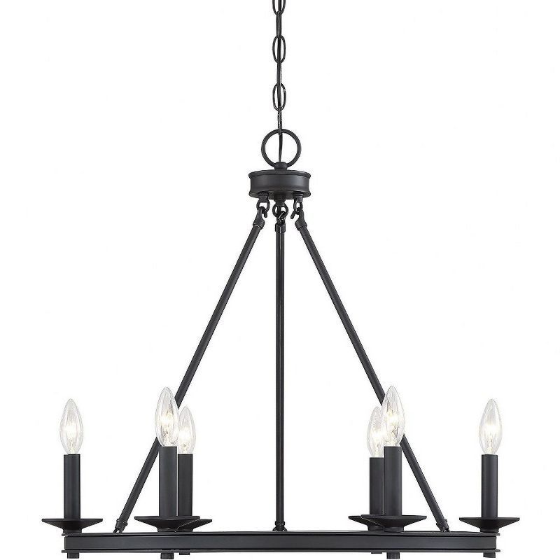 Matte Black 6-Light Metal Candle Chandelier