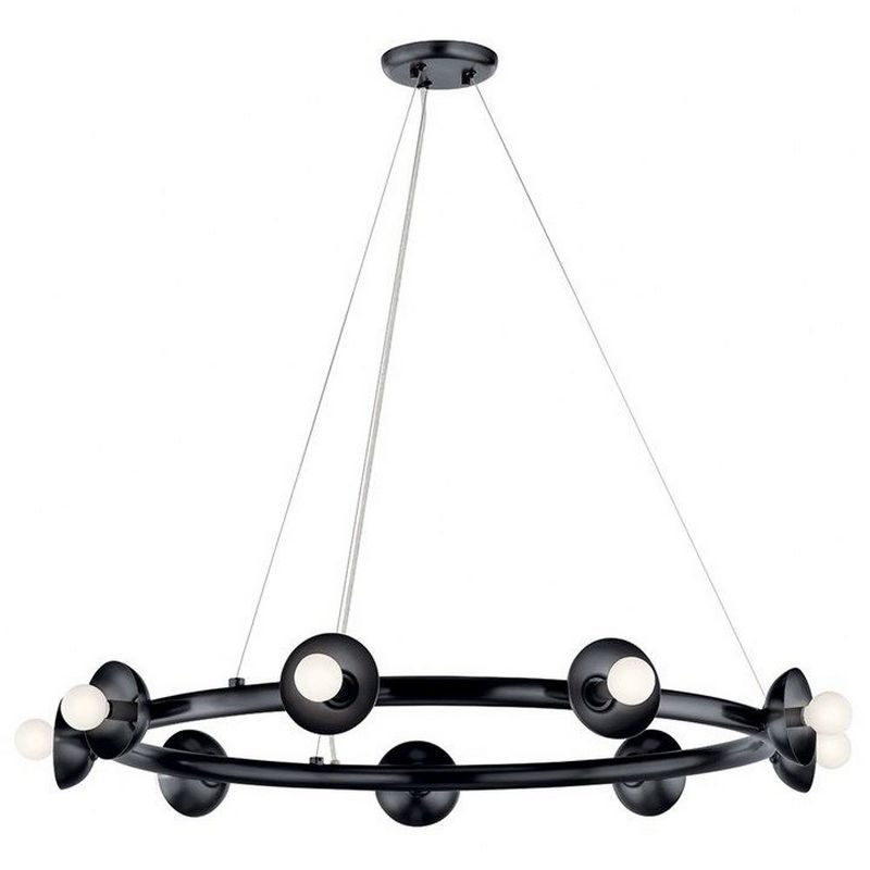 Palta 34.5 Inch Black Steel 9-Light Chandelier