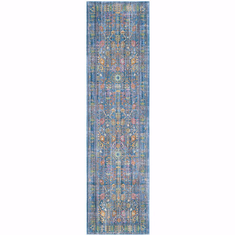 Serenity Blue Floral 27" Synthetic Area Rug