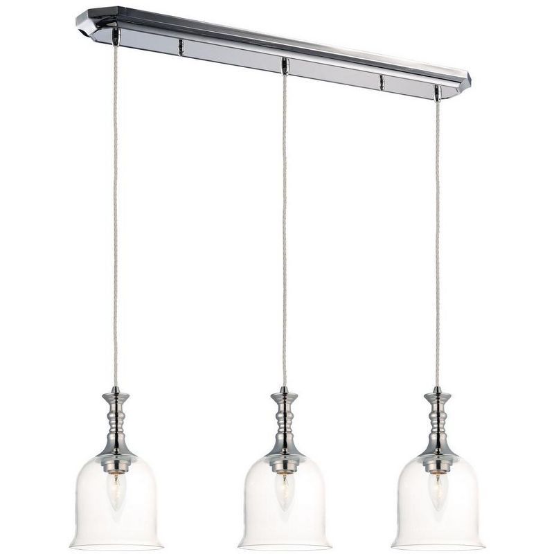 Polished Nickel 3-Light Pendant with Clear Glass Shades