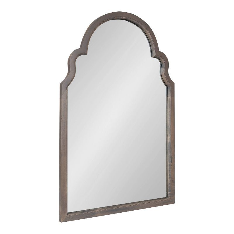 Gray Wood Moroccan-Inspired Arched Vanity Mirror